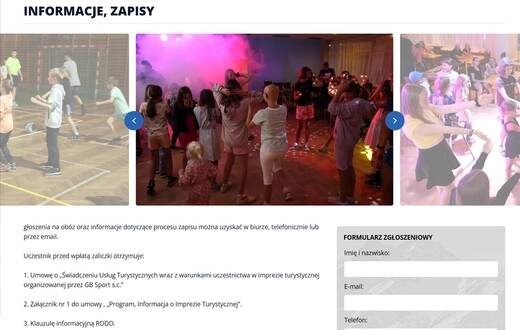 tworzenie stron internetowych rzeszów, realizacja dla GB Sport