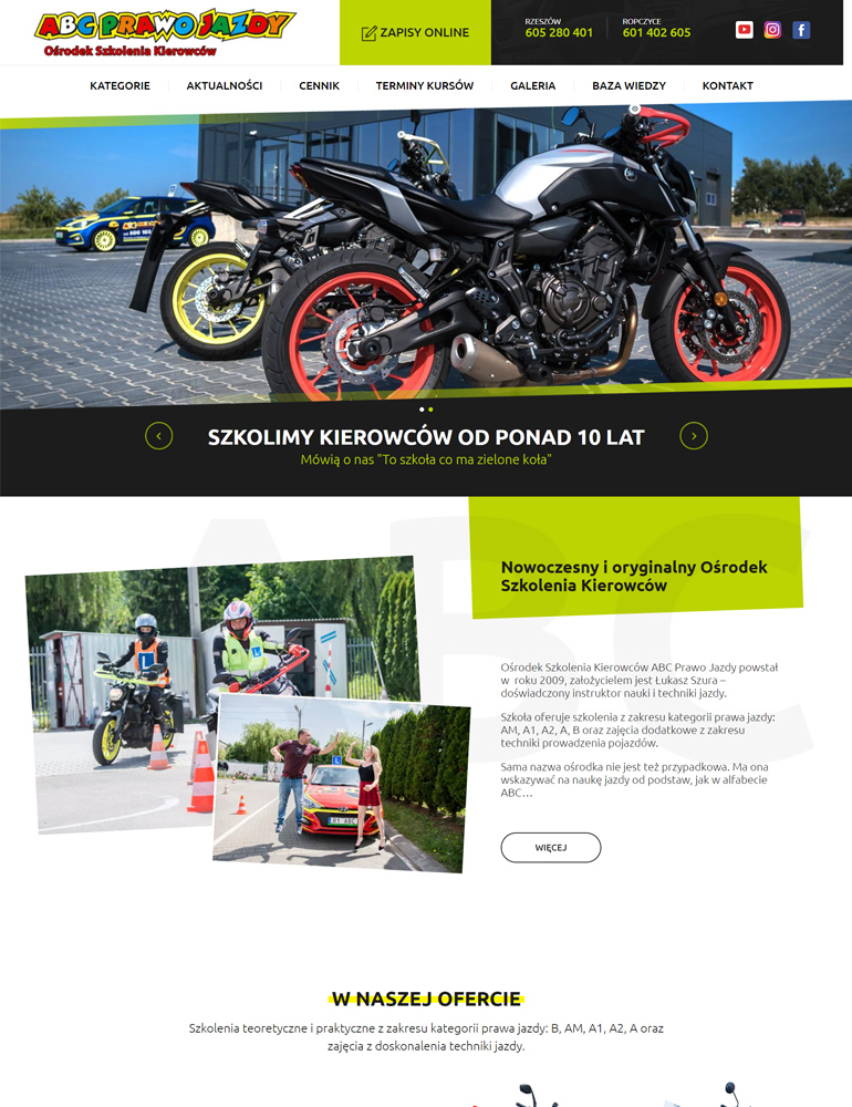 Strona internetowa - ABC Prawo Jazdy - widok desktop pc