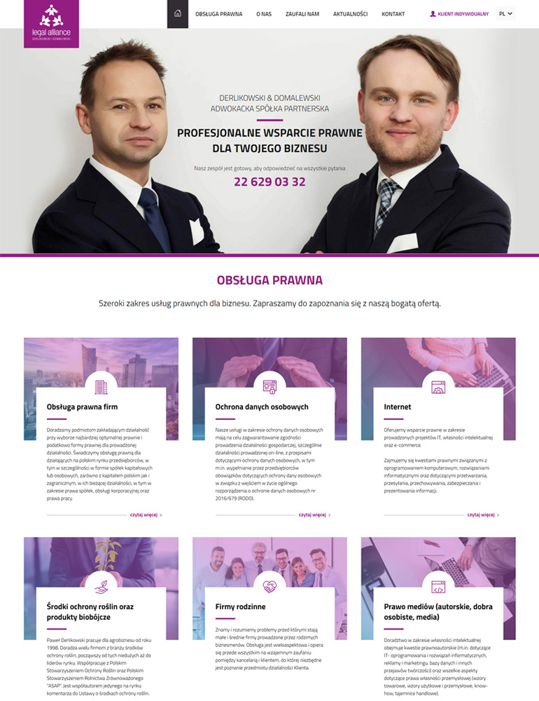 Strona internetowa - Legal Alliance - widok desktop pc