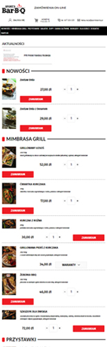 Rozwiązania e-commerce - Sport’s Bar-B-Q - widok tablet mobile