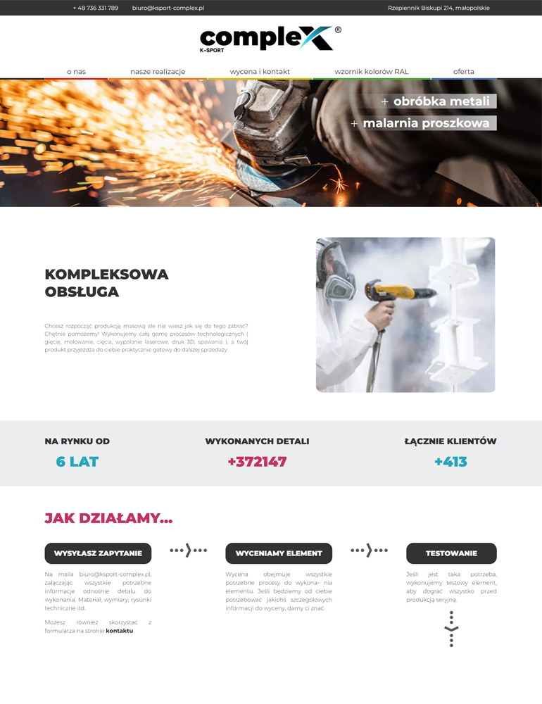 Strona internetowa - K-Sport Complex - widok desktop pc