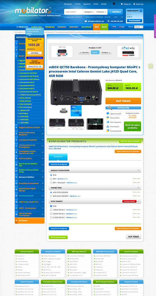 Sklep internetowy - Mobilator.pl - widok laptop