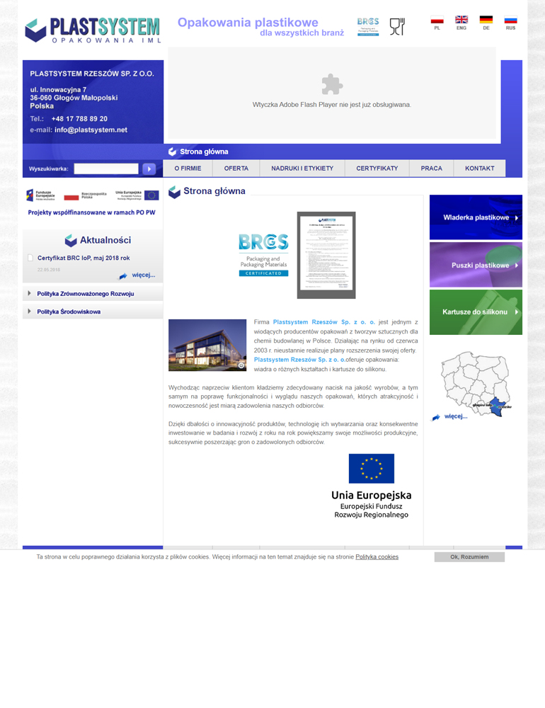 Strona internetowa - Plastsystem - widok desktop pc