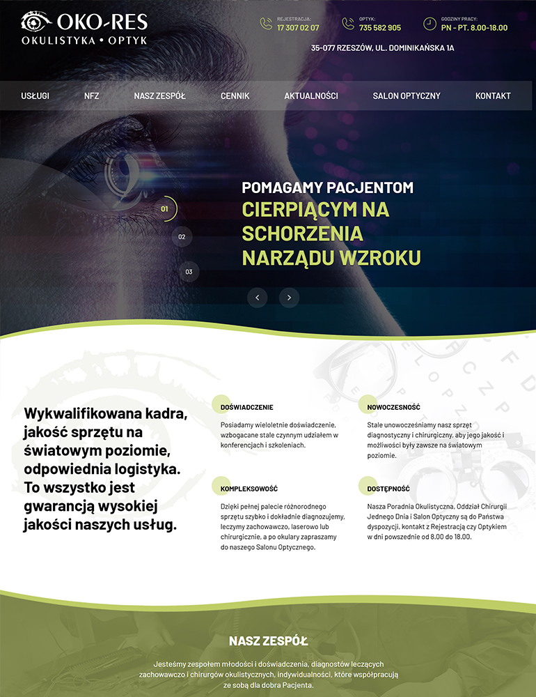 zaprojektowaliśmy i wdrożyliśmy nowoczesną stronę WWW dla Oko-Res Rzeszów