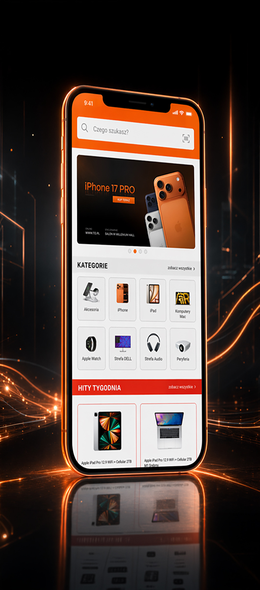 Rozwiązania e-commerce - TiO.pl - Aplikacja mobilna iOS - widok laptop