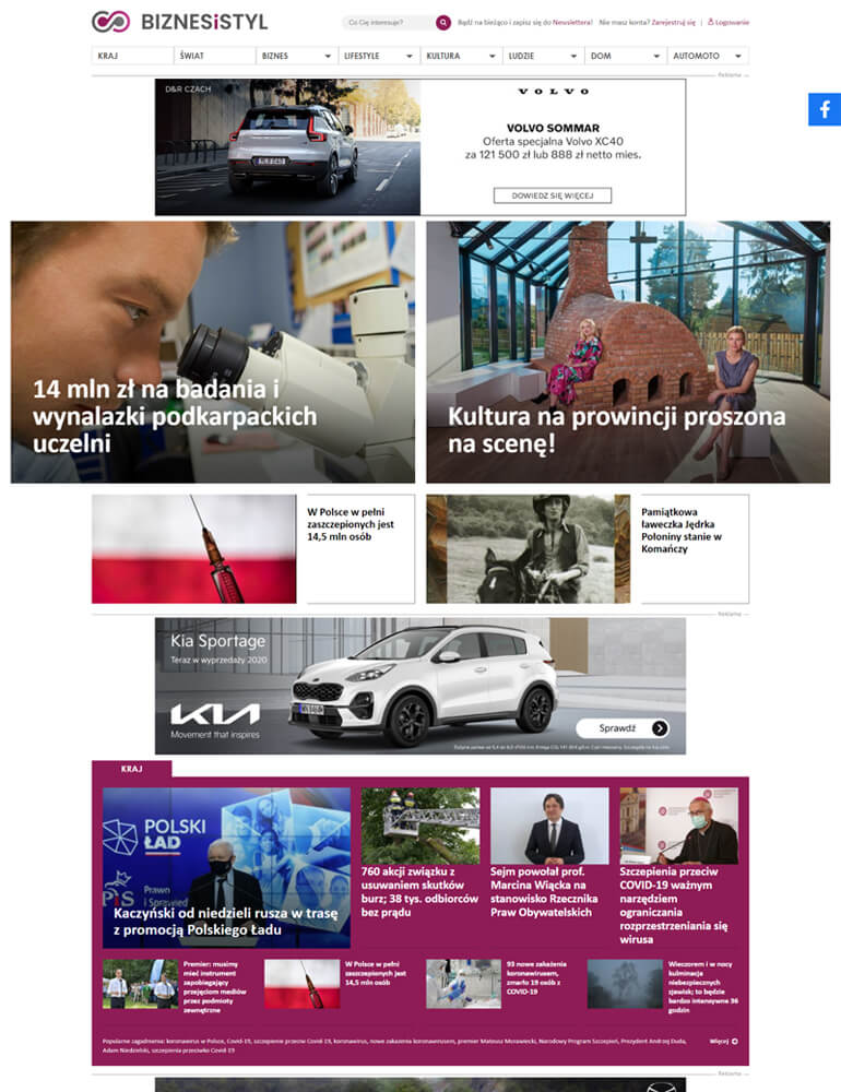 Portal internetowy - Biznes i styl - widok desktop pc